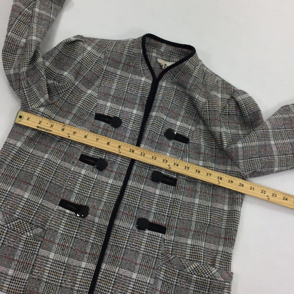 Vintage 1970s Marty Gutmacher Houndstooth Plaid Open Front Blazer Jacket L Black - Picture 5 of 6